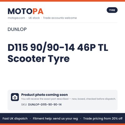 Dunlop D115 90/90-14 46P TL Scooter Tyre – Vision 110, Address 110 | photo coming soon