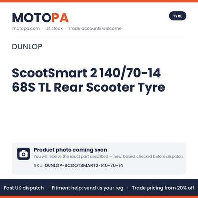 Dunlop ScootSmart 2 140/70-14 68S TL Rear Scooter Tyre – Forza, XMAX | photo coming soon