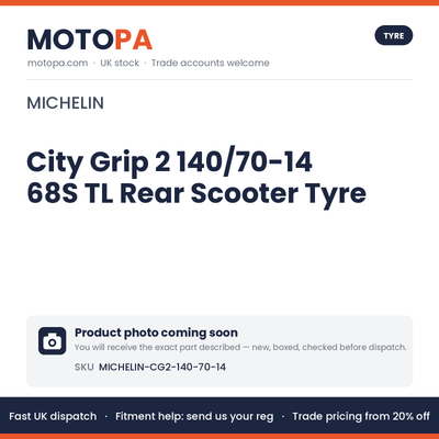 Michelin City Grip 2 140/70-14 68S TL Rear Scooter Tyre – Forza, XMAX, ADV 350 | photo coming soon