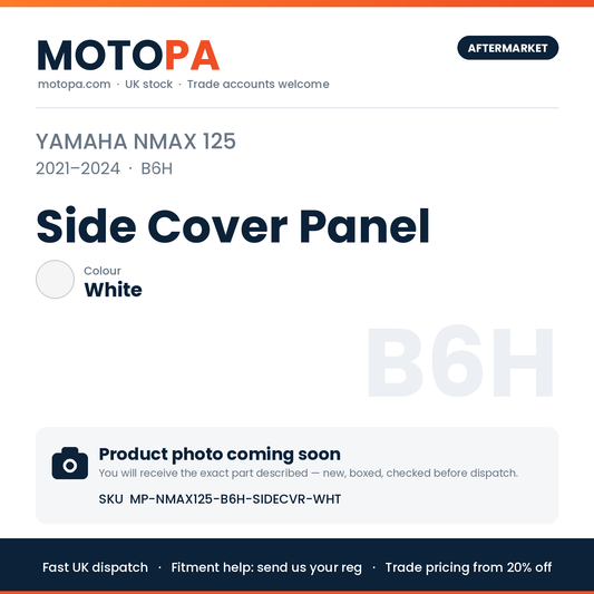 Yamaha NMAX 125 2021-2024 Side Cover Panel – White | SKU MP-NMAX125-B6H-SIDECVR-WHT | photo coming soon