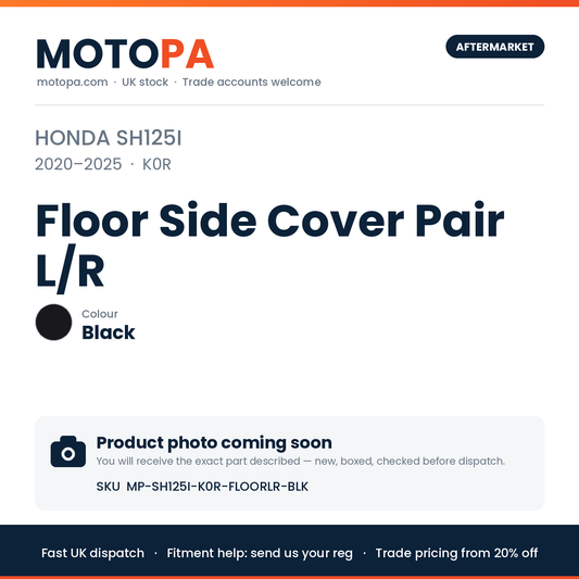 Honda SH125i 2020-2025 Floor Side Cover Pair L/R – Black | SKU MP-SH125I-K0R-FLOORLR-BLK | photo coming soon