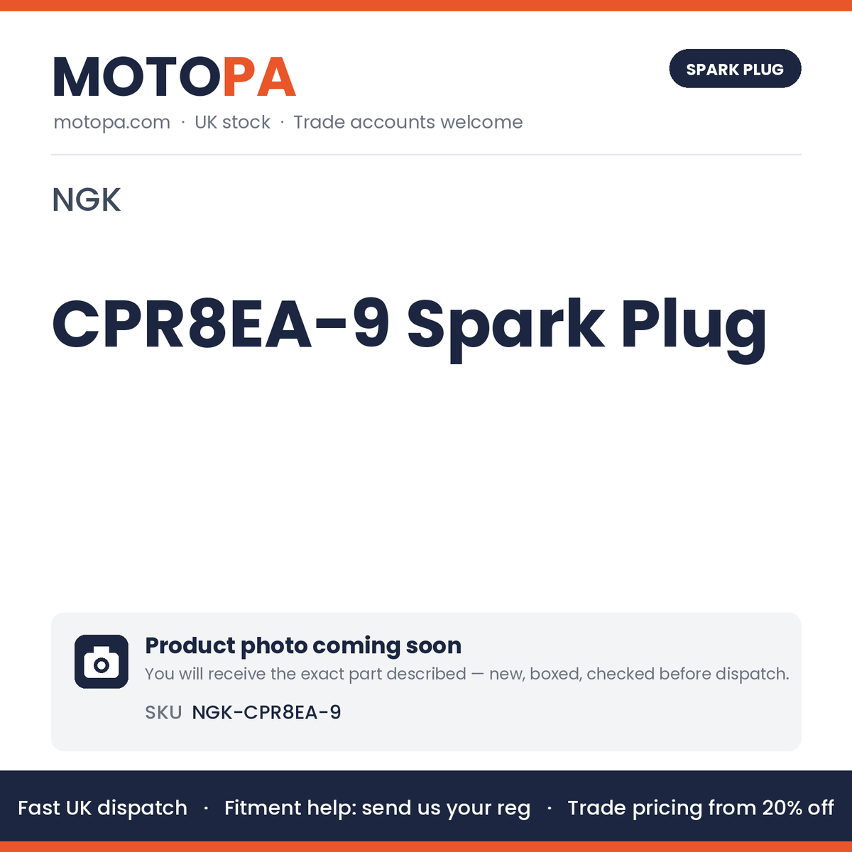 NGK CPR8EA-9 Spark Plug – Honda PCX 125, SH125i, Vision 110, Yamaha NMAX 125 | photo coming soon