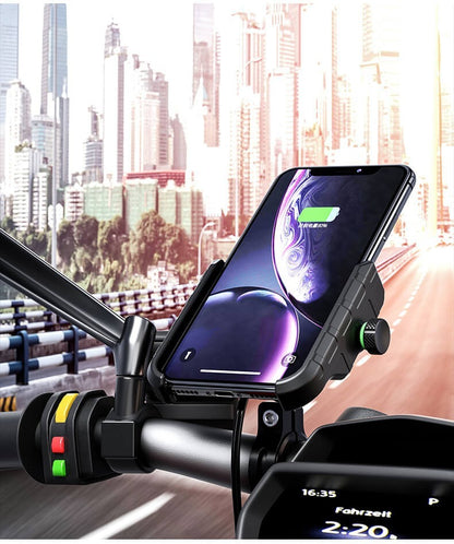 KWG-M9 15W Qi Wireless Charger Aluminum Alloy Motorcycle Phone Mount