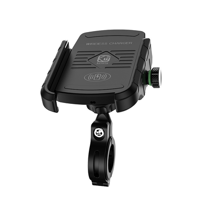 KWG-M9 15W Qi Wireless Charger Aluminum Alloy Motorcycle Phone Mount