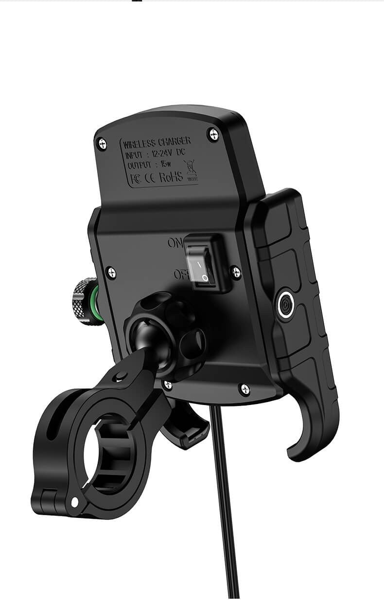KWG-M9 15W Qi Wireless Charger Aluminum Alloy Motorcycle Phone Mount