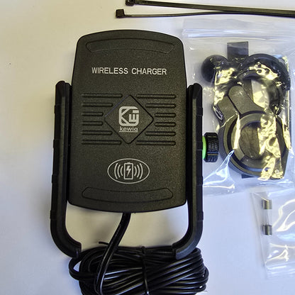 KWG-M9 15W Qi Wireless Charger Aluminum Alloy Motorcycle Phone Mount