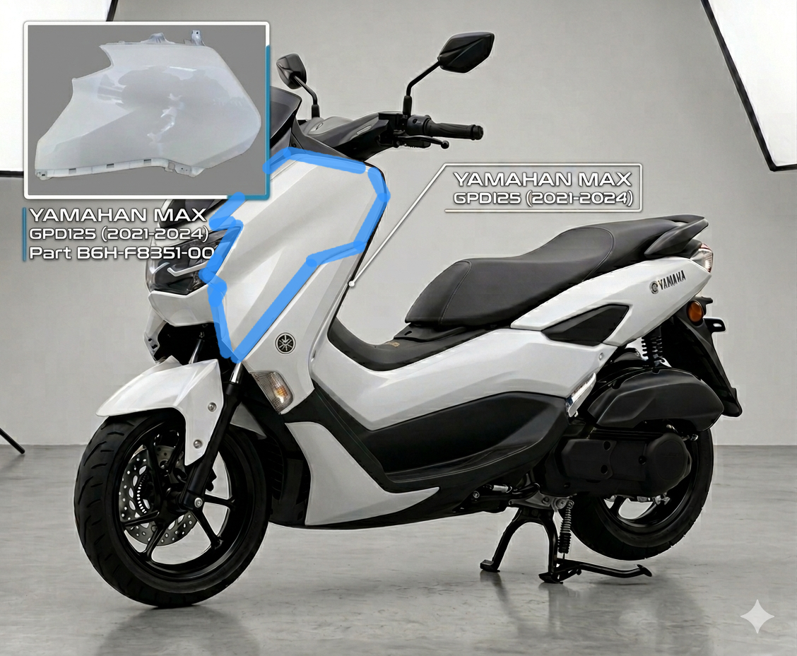Yamaha NMAX GPD125 2021 - 2024 Front Panel Left Side White B6H-F8351-00