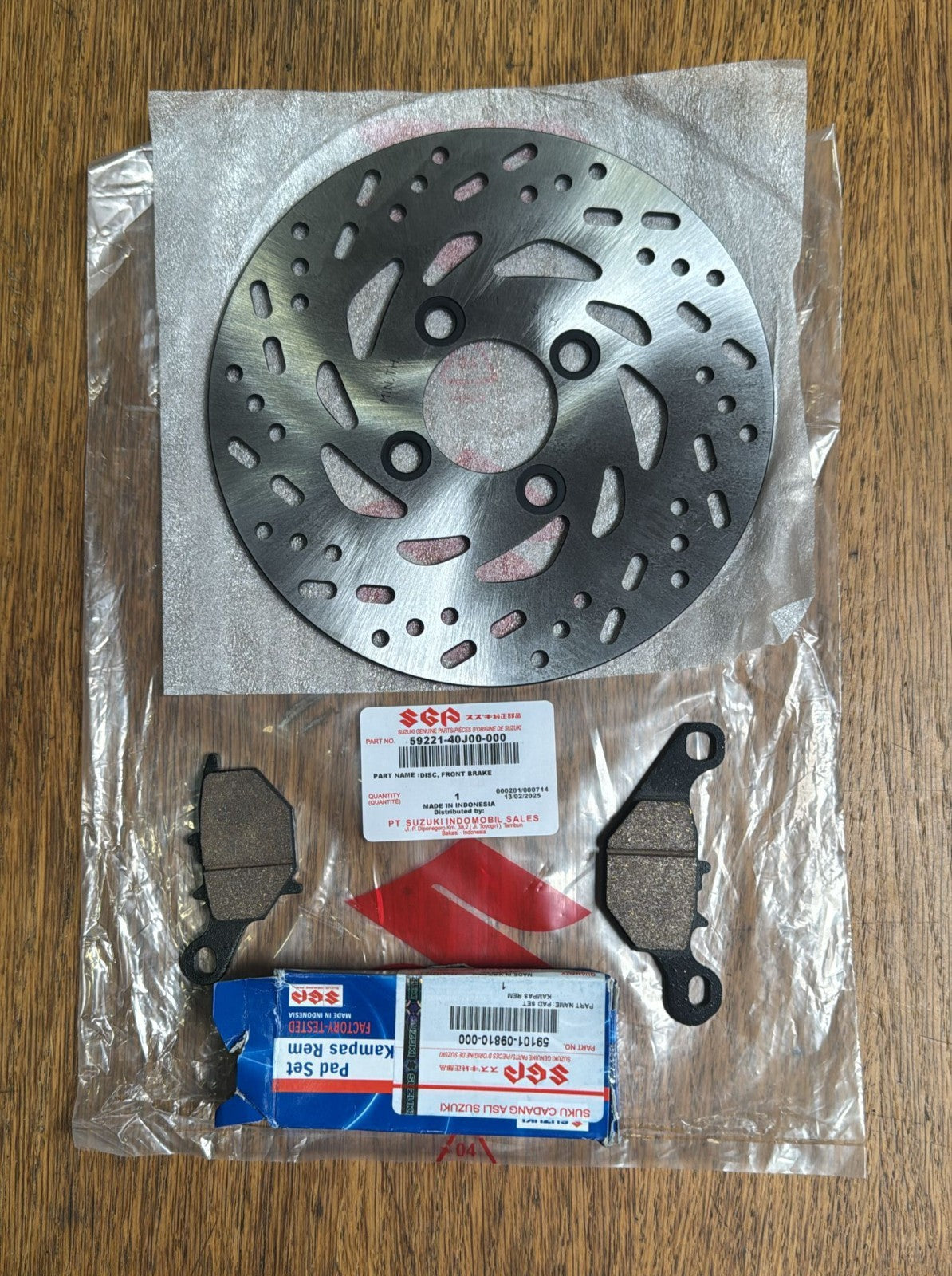 Genuine Suzuki Front Brake Disc & Pad UK110 Address Scooter 59221-40J00